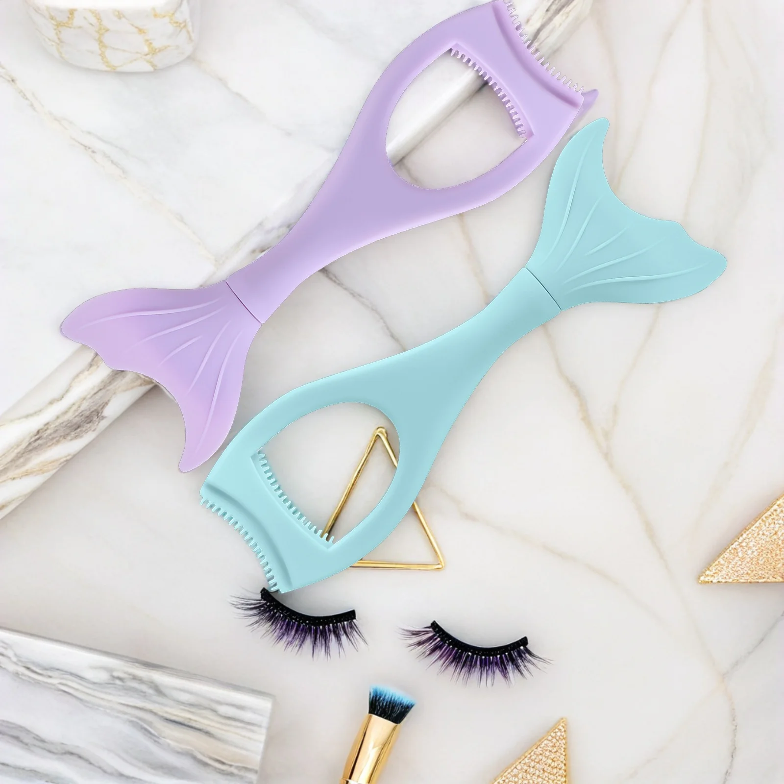 3 pezzi mascara scudo pettine per ciglia strumento protezione per trucco a forma di sirena per applicazione ciglia accessorio di bellezza quotidiano e