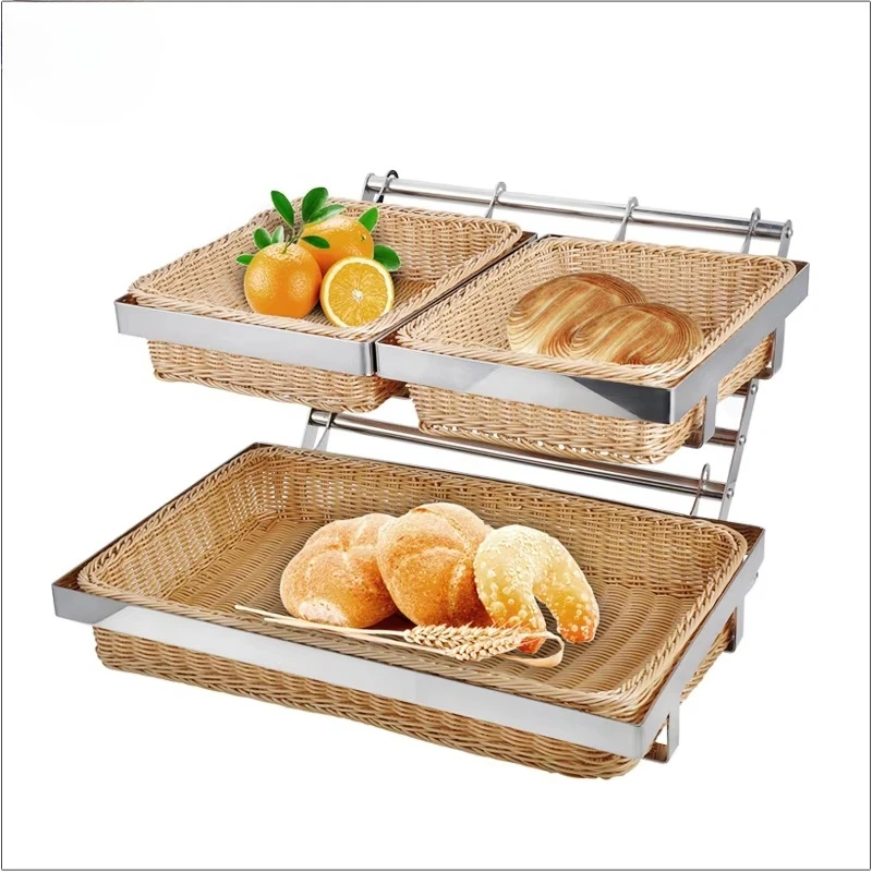 Commercial Restaurant Basket Food Round Basket for Catering Buffet Server Bread Basket Lid