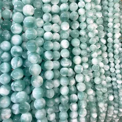 Natural Green Larimar Stone Round Loose Beads For Jewelry Making DIY Bracelets Necklace 15'' 6-8-10-12-14-16-18-20mm