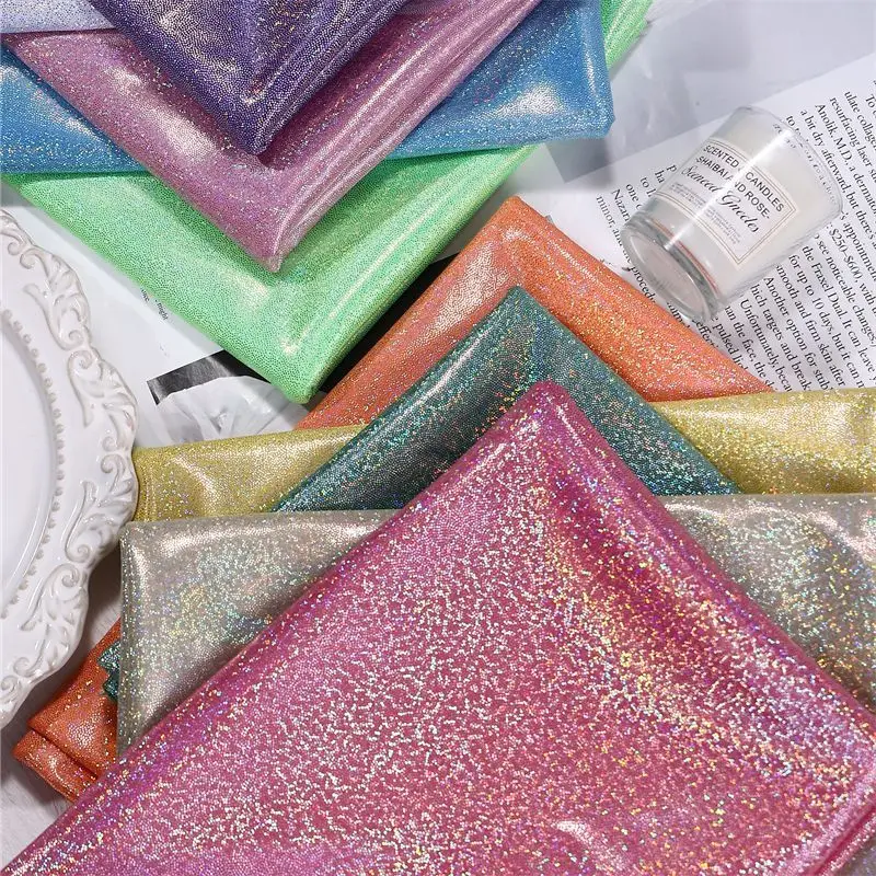 Soft Glossy Laser Bronzing Reflective Fabric Stretch By Meters for Decoration Background Curtains Stage Clothes Diy Sewing Cloth