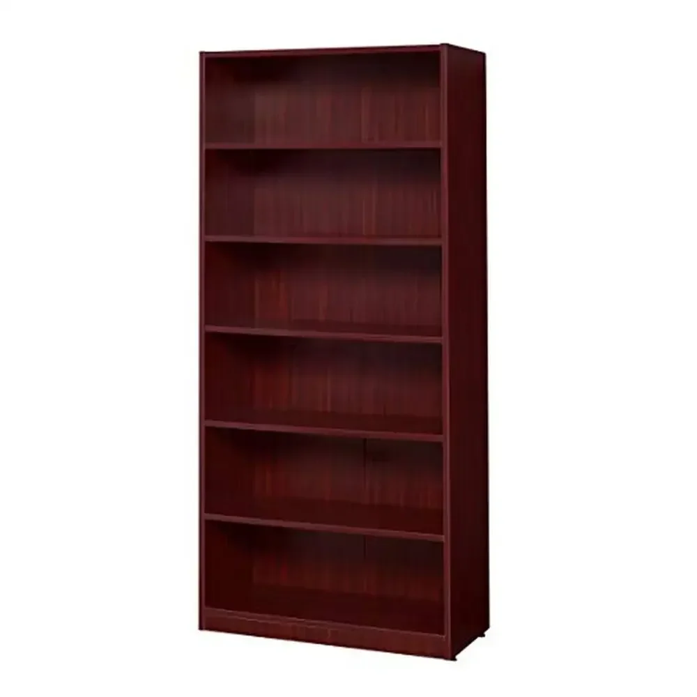 6-Shelf Legacy Bookcase Adjustable Glides Floor Mount Mahogany Wood 71