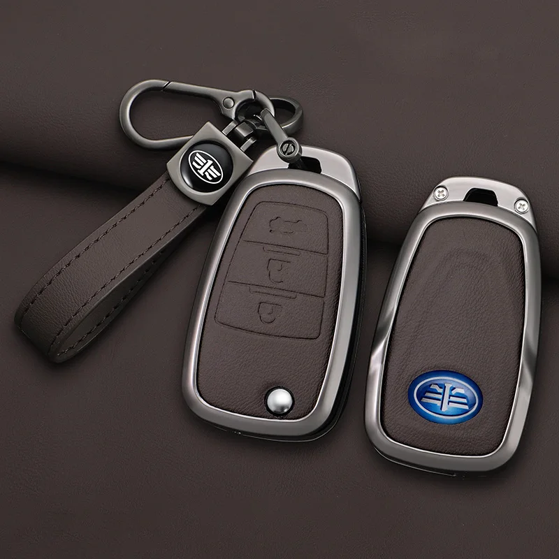 Zinc Alloy Car Key Case 3 Button Flip Keychain Remote Control Fobs Protector Cover Jacket For FAW Besturn X80 2018 2019 2020