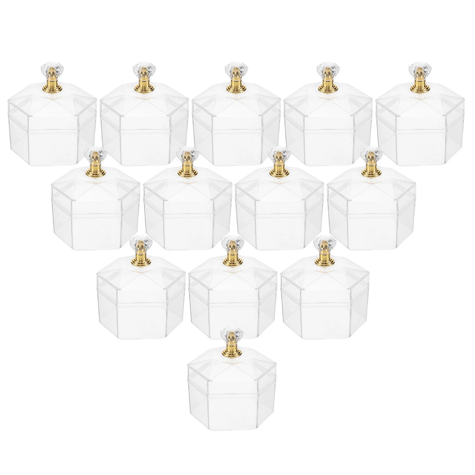 

12Pcs Clear Mini Favor Boxes Plastic Candy Storage Containers Elegant Wedding Favors Christmas Candy Jars Birthday Party