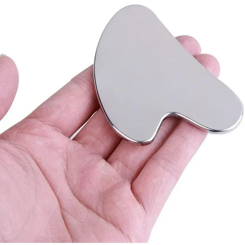 Ferramenta Gua Sha de aço inoxidável 1 unidade - massageador facial e corporal, aperto da pele, raspador de beleza (drenagem linfática, relaxamento)