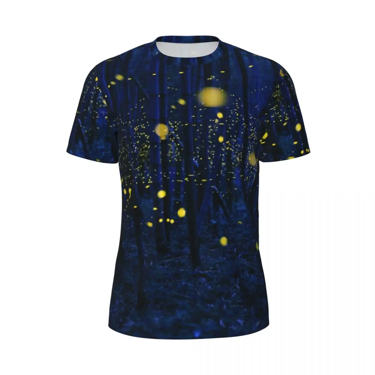 Running T-Shirt For Couple Night Forest T Shirts Harajuku Fireflies Print Summer Tee Shirt O Neck Y2K Graphic Clothing Gift Idea
