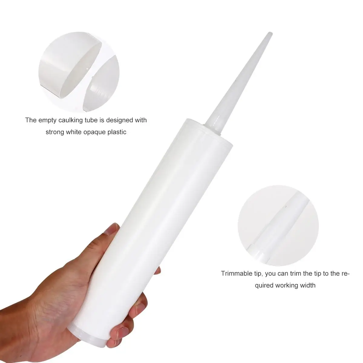 

5 pcs White Empty Caulk Tubes Sturdy Plastic Refillable Sealant Standard Tool Epoxy Grouting Home Supplies Construction