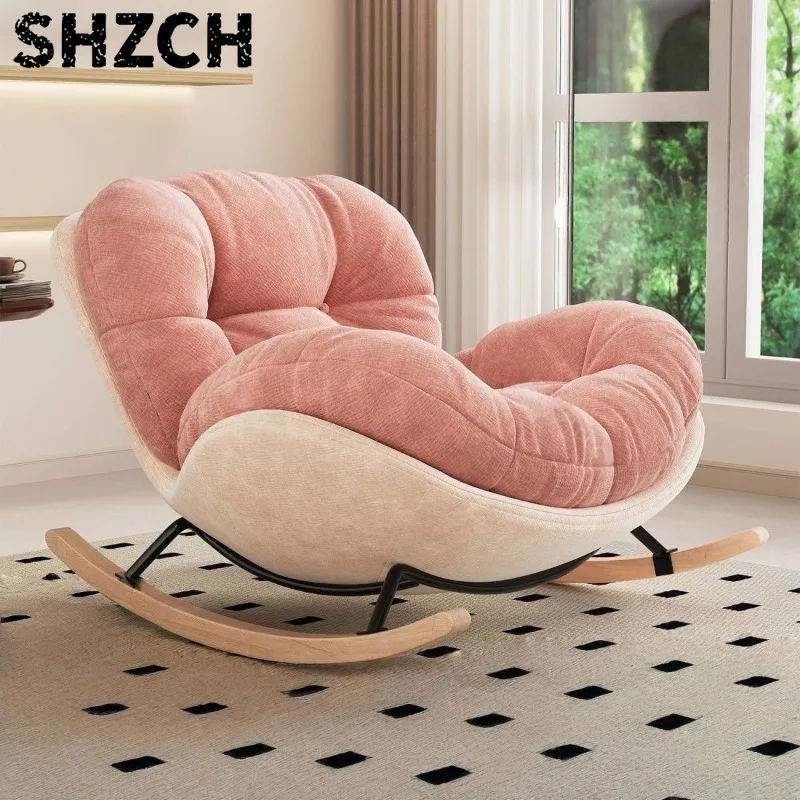 Cream New Pink Rocking Chair Lazy Recliner Home Leisure Single Sofa Balcony Living Room Rocking Chairs Muebles Para El Hogar