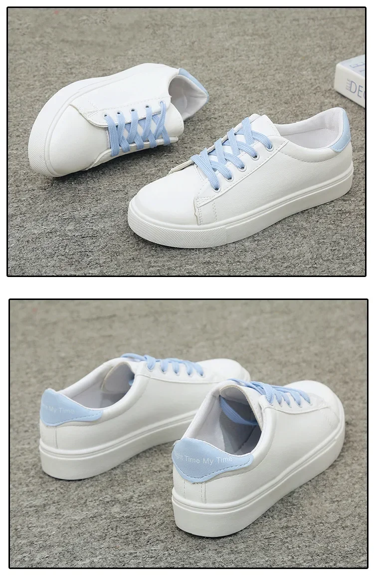Frauen Turnschuhe 2024, Mode Breathble Vulkanisierte Schuhe Pu Leder Plattform Schuhe Weiß Lace Up Casual Schuhe Zapatos Mujer – Detail 4