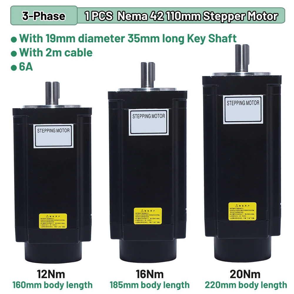 220VAC 3 Phase Stepper Motor Driver Kit Nema34 86 Nema42 110 Nema52 130 Motor 4.5/8.5/12/16/20/24/35/50Nm 14/19/24mm Shaft