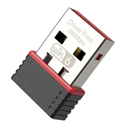 Wireless USB Driver Free USB Network Adapter 286Mbps WiFi Adapter AX Protocol Wireless Network Card 2.4GHz for Laptop Tablet