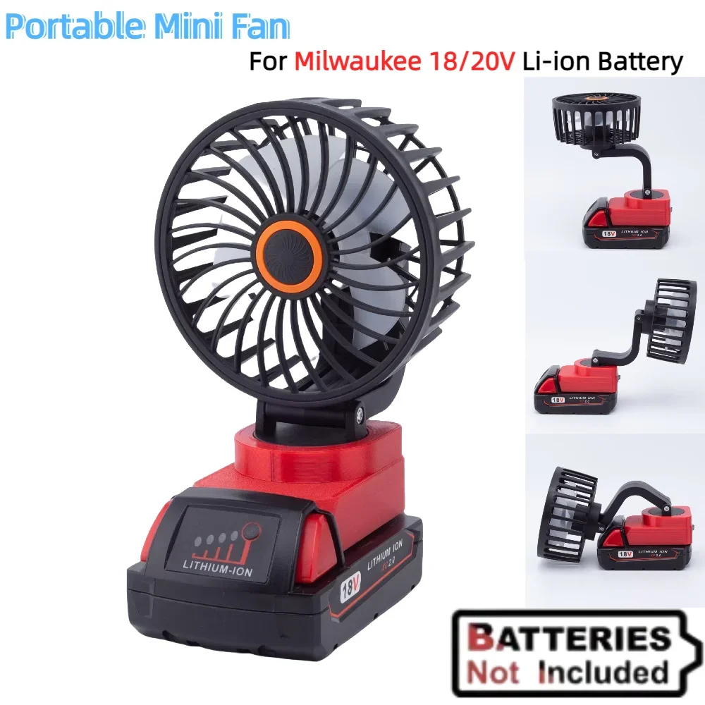 

Портативный мини-вентилятор для литий-ионной батареи Milwaukee 18/20 В с многоугольной регулировкой, подходит для офиса и наружного использования (без батареи)