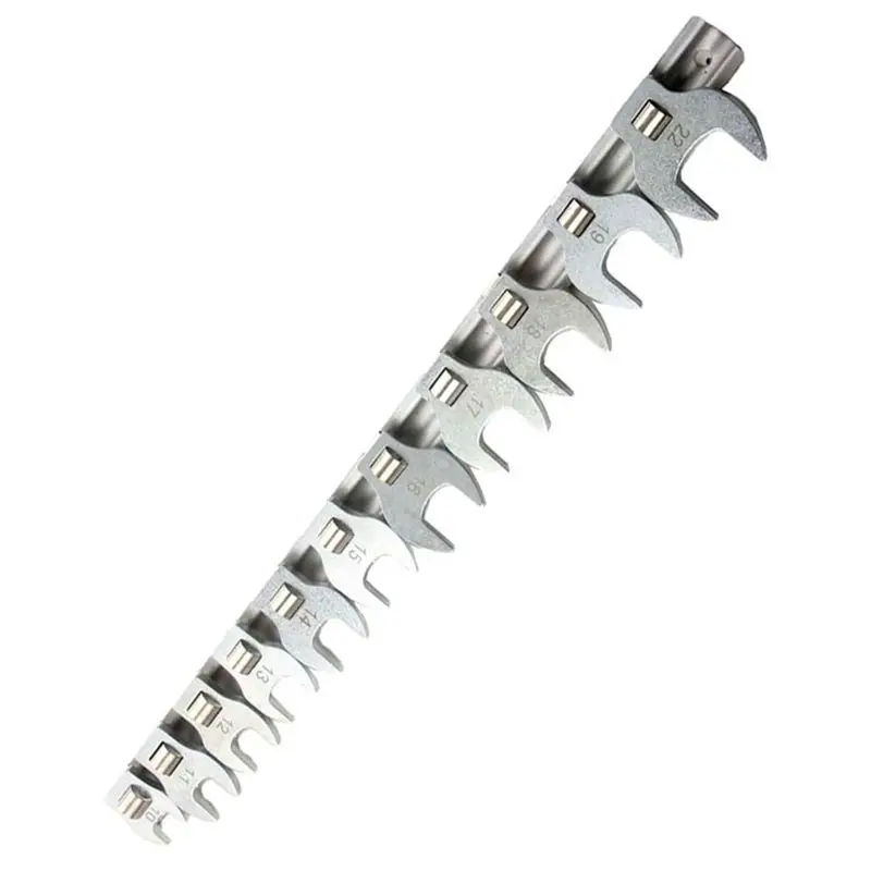 A44Z-3/8 Inch Interchangeable Head Horn Open End Wrench Quick Ratchet Wrench L-Type Wrench Dual-Purpose Wrench 11 Pieces