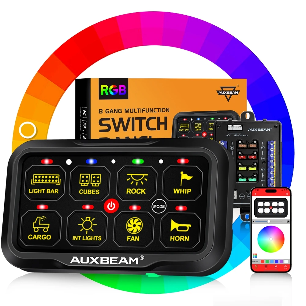 AUXBEAM AR-820 RGB Switch Panel for Off Road Car LED Lighting On-Off Control bluetooth Mobile APP Control with Memory Function