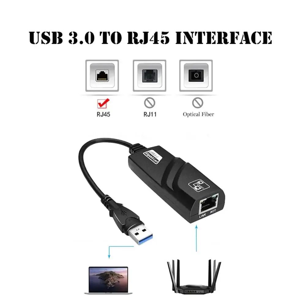 Type C USB Ethernet Adapter 10/100/100Mbps Wired USB3.0 to RJ45 Lan for MacBook Notebook Laptop PC Computer Windows Network Card