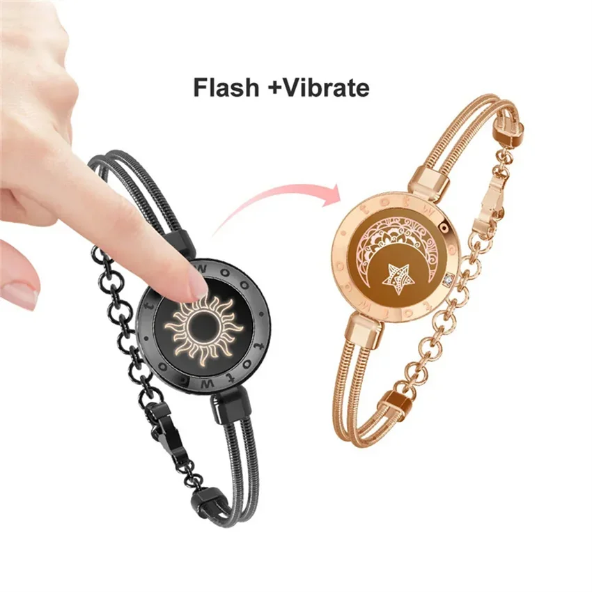 TOTWOO Long Distance Touch Bracelets for Couples ,Light up&Vibration Relationship Gifts for Couples Smart Jewelry Love Bracelets