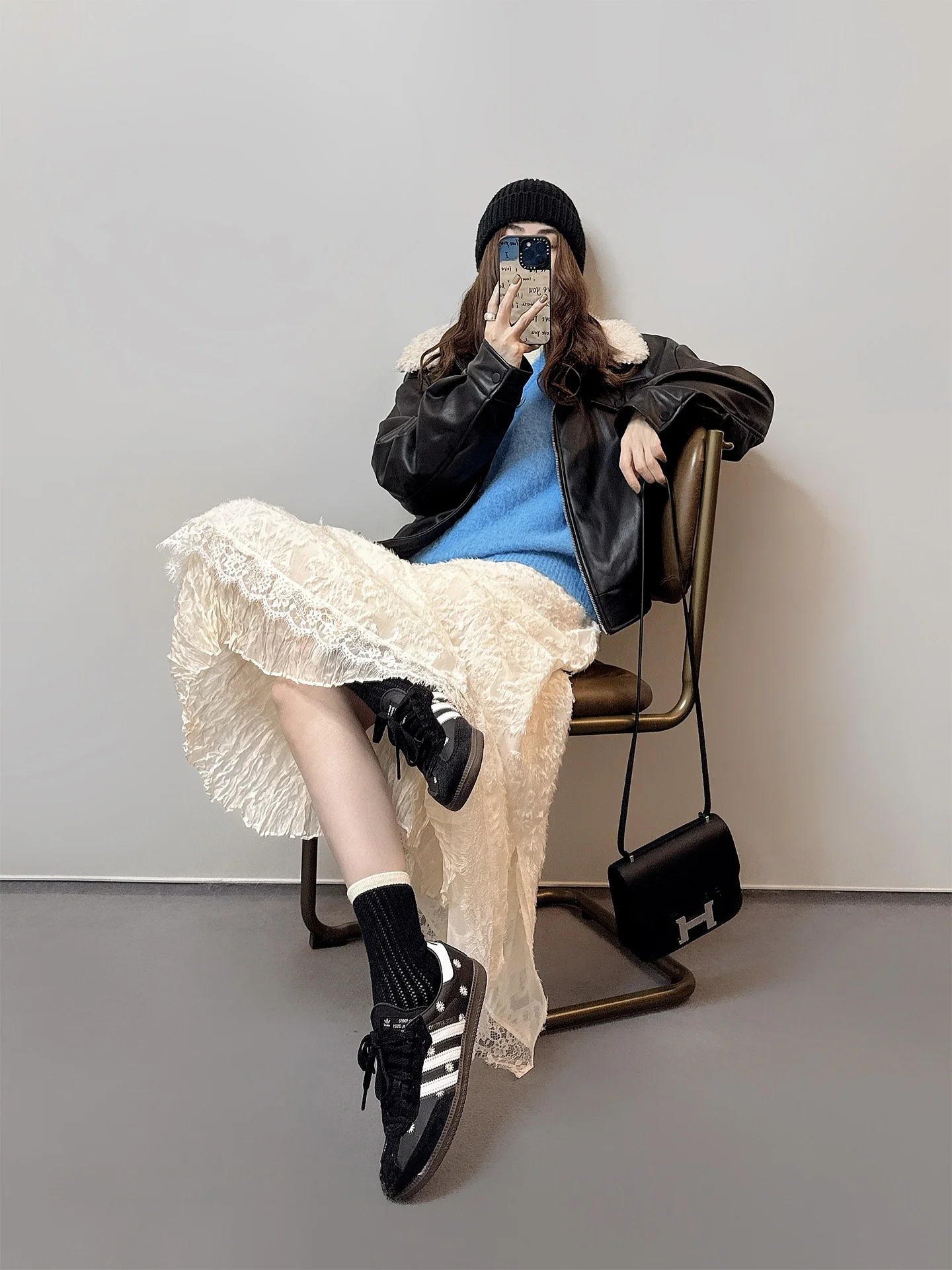 Retro thiened algodão jaet casaco de couro destacável gola de pele feminina casual faion longo sve couro do plutônio outerwear