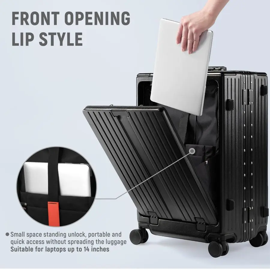 인치 기내용 수하물 TSA 승인, 알루미늄 프레임 지퍼 없는 수하물 짧은 여행용 수납공간 포함, ABS/PC 하드 쉘