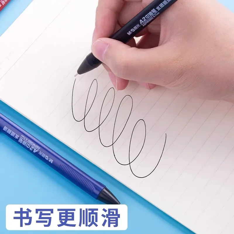 M&G Push-Button Medium Oil-Based Pen with Water-Like Smoothness Black/Blue Oil-Based Ink 0.7mm Push-Button Ballpoint Pen