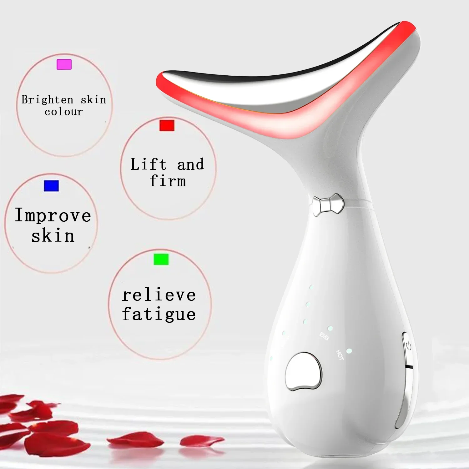 Face Lifting Massager Facial Microcurrent EMS Neck 3 Colors Light LED Photon Therapy Skin Tighten Device Anti Wrinkle Remover