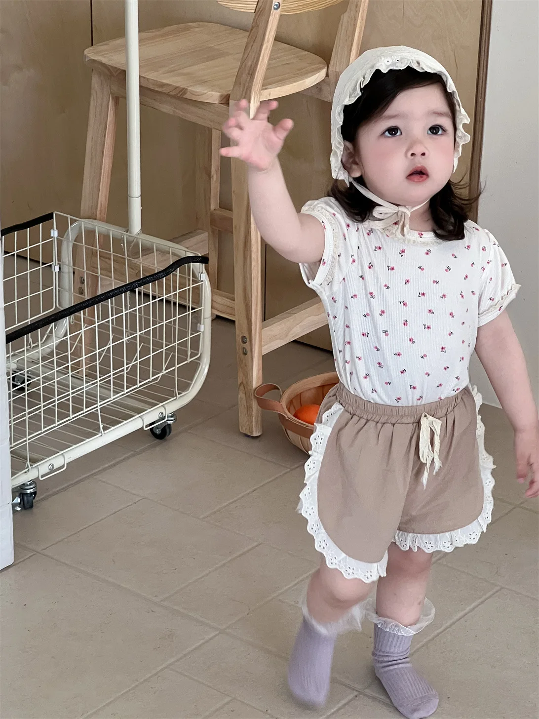 2025 Summer New Baby Girl Cute Floral Short Sleeve T Shirts Cotton Infant Toddler Versatile Thin Tee Sweet Girls Princess Tops