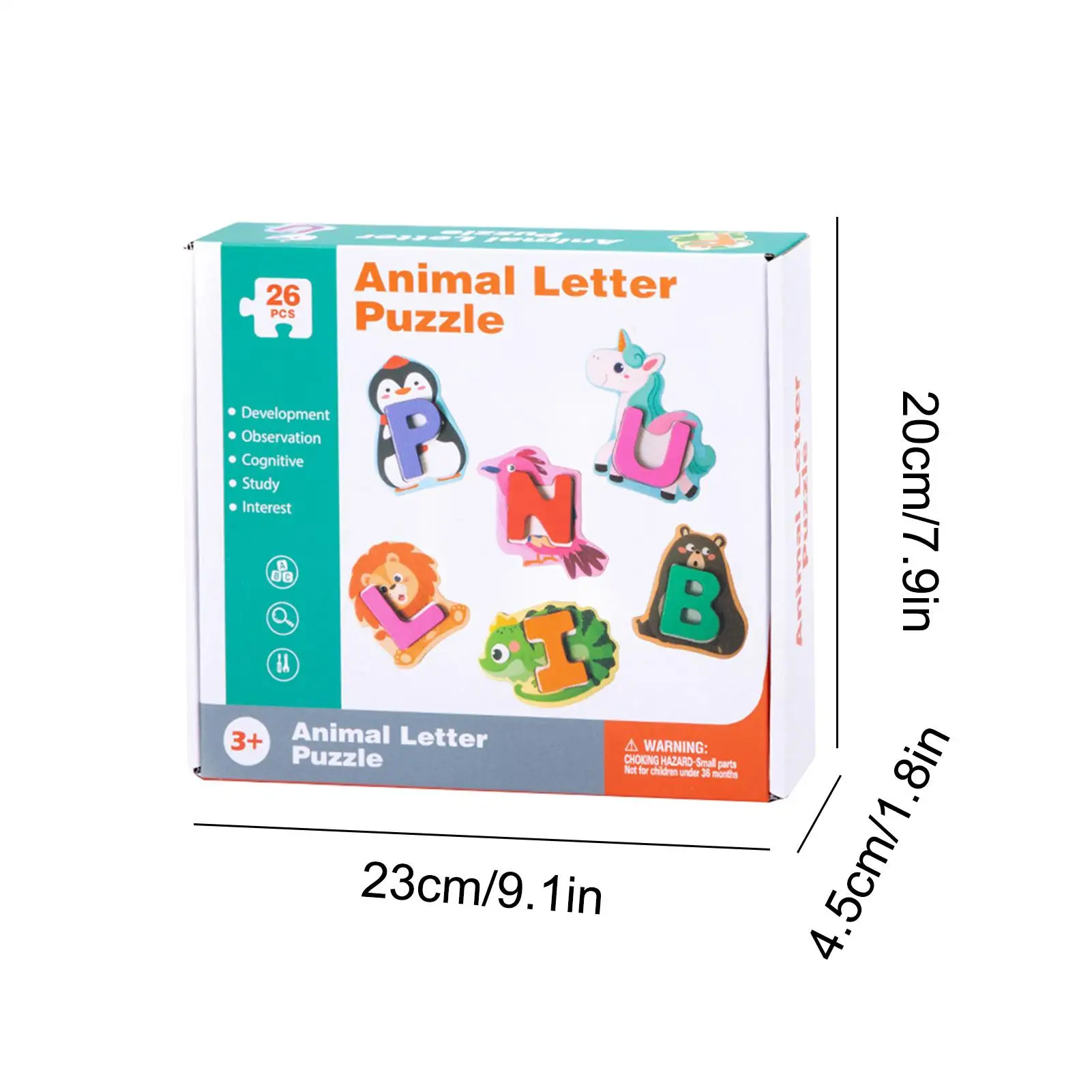 Quebra-cabeça do alfabeto 26 peças quebra-cabeças de animais do alfabeto jogo de correspondência brinquedos de aprendizagem pré-escolar para viagens de primeira infância em casa