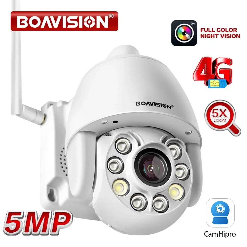 

4G Camera Sim Card 5MP Auto Tracking Human Mini PTZ Speed Dome IP Camera Outdoor 5X Zoom Wireless Camera IR 60m Two Way Audio