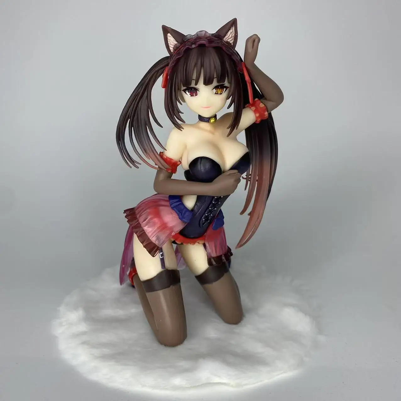 

Аниме черный шелковый красивый чехол для девочек, аксессуары для трехугольного маникюра с кошачьими ушками в большом битке свиданий