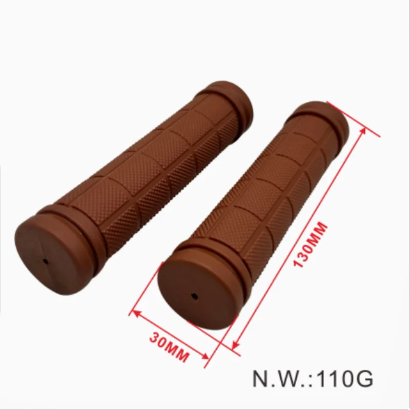 Thickened Rubber Handle Set for ATV, Anti-Skid and UV Protection, Brown, Authentic, Retro, Authentic, TPR, 125mm