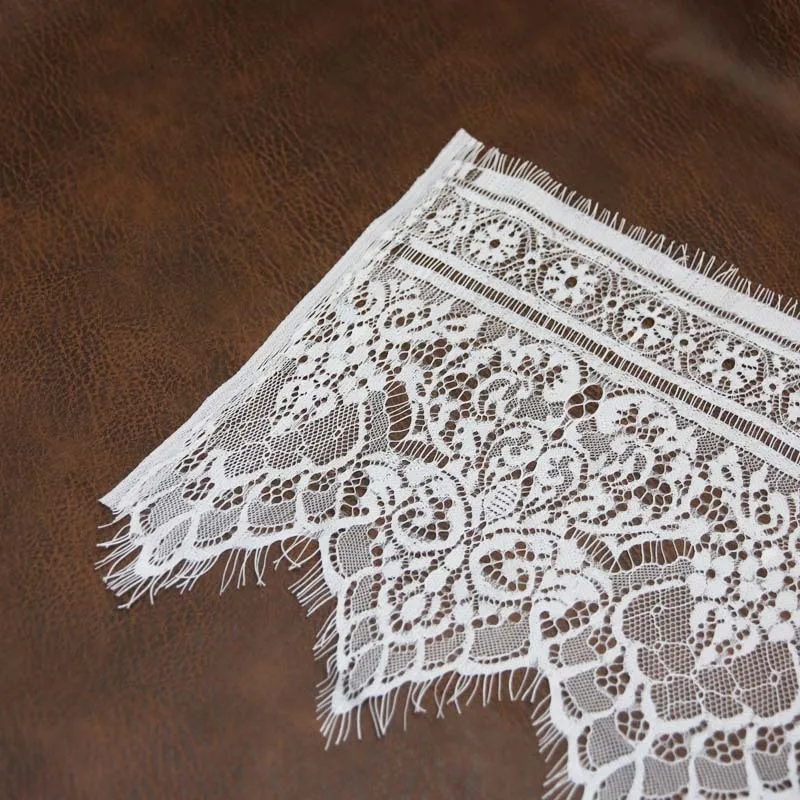 (3 meters/lot) 25cm White Eyelash Lace Ribbon Clothing Accessories Lace Material Handmade DIY Trimming Fabric