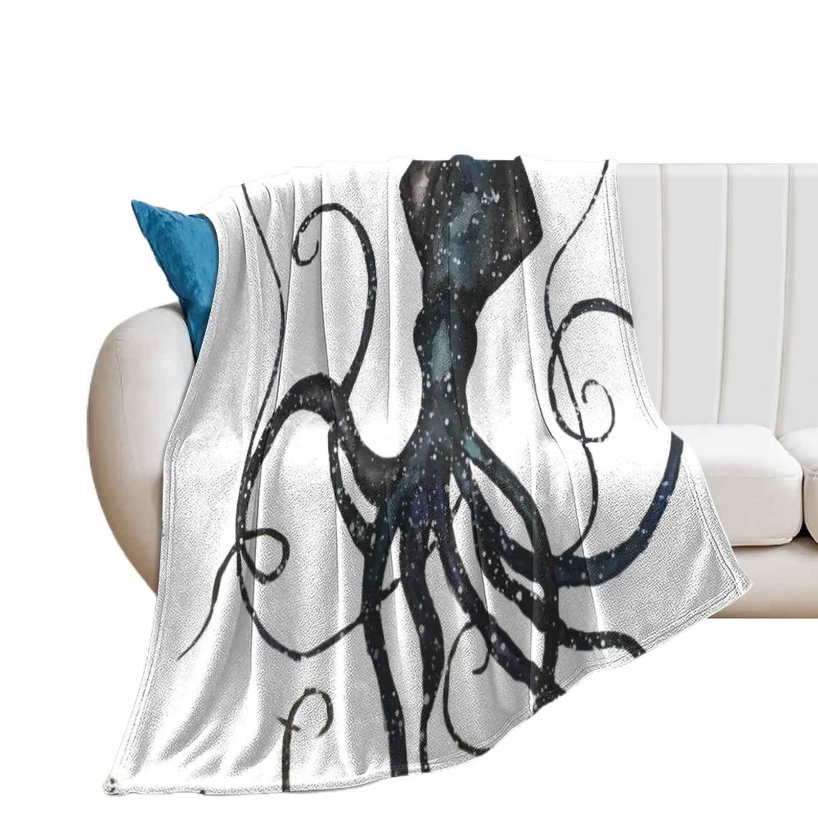 Galaxy Squid Watercolor Throw Blanket For Sofa Thin Hairys Bed covers Decorative Sofa Blankets