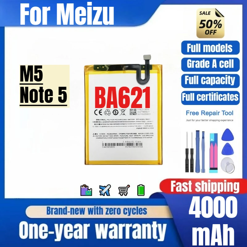 

BA621 for Meizu M5 Note 5 Mobile Phone Battery 0 Cycle High Quality High Capacity Replacement Bateria Grade A Cell with Tools