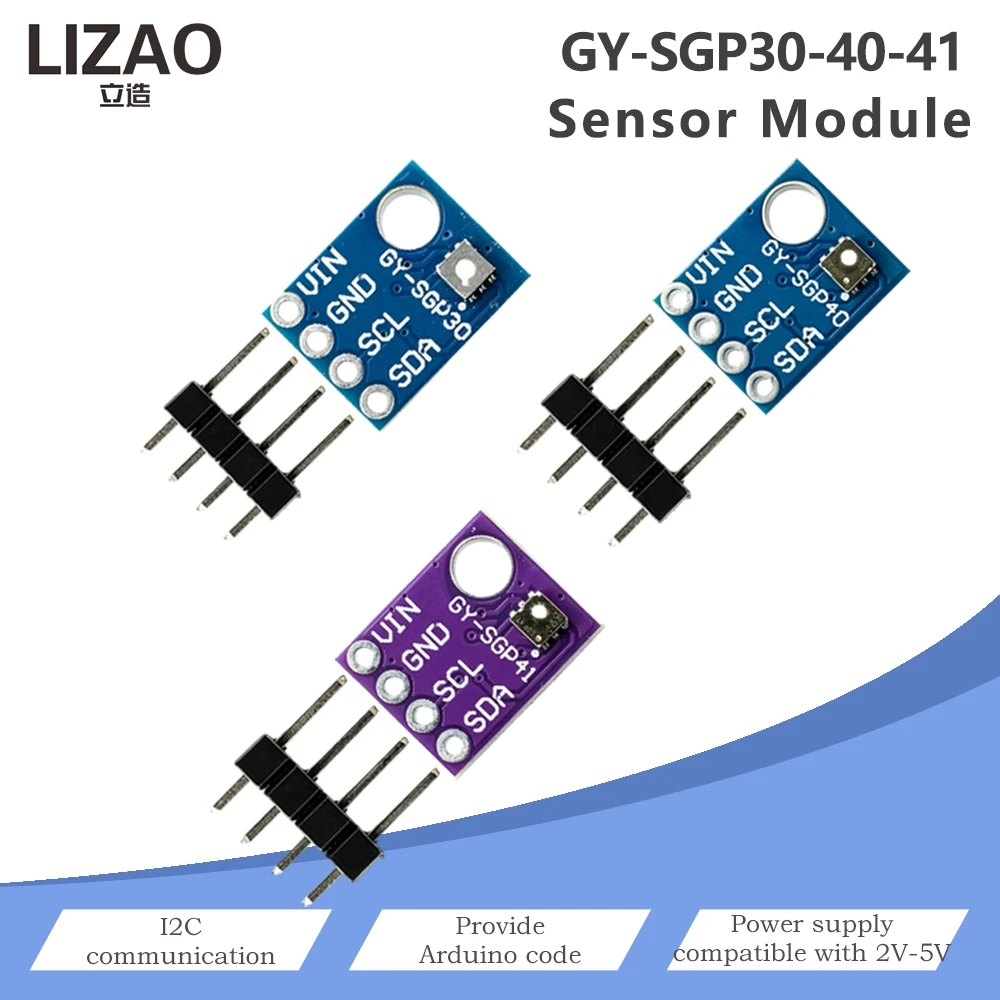 LIZAO GY-SGP30-40-41 Air Quality Sensor Module, I2C Communication Gas Detector for Indoor Air Monitoring & Arduino Projects