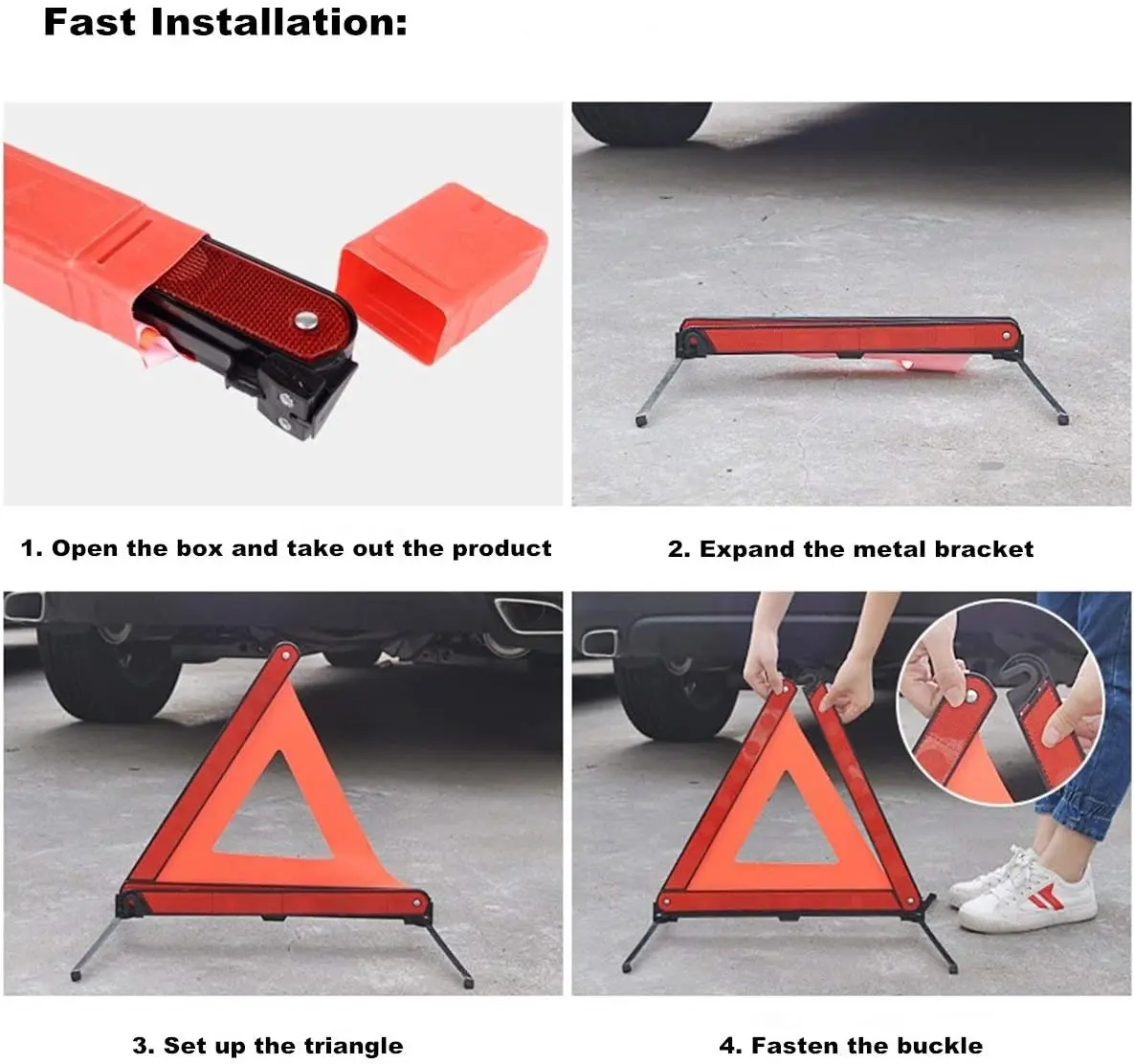 3 Pack of Emergency Car KitSafety Triangle Kit Road Emergency Warning Reflector Roadside Reflective Early Warning Sign Foldable