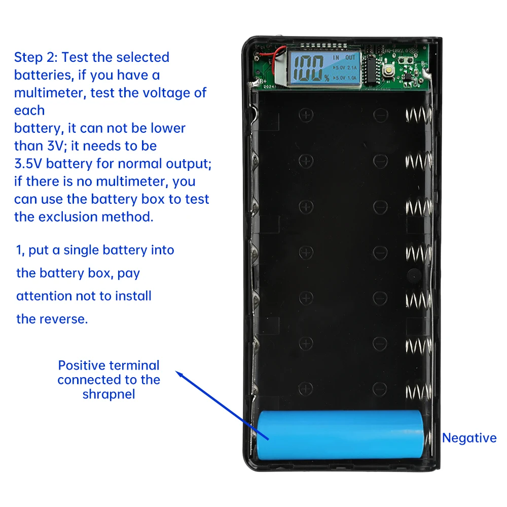 Portable 8*18650 Battery Holder DIY kit LCD Display Dual USB Power Bank Case Welding-free Battery Box for Mobile Phone Charging view 4