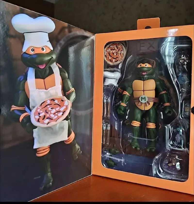 Neca Pizza Club Anime Figura de Ação, Figuras Tartarugas Disfarçadas, Leonardo Leads, Tartarugas Tmnt, Estátua SHF, Brinquedos Boneca Modelo, Presentes Infantis