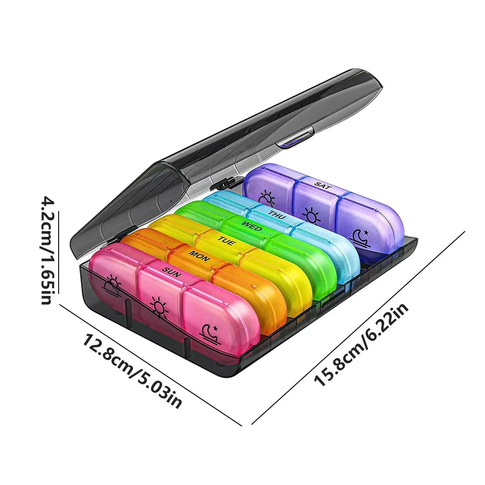 1 Set Pill Box 7 days Organizer 21 grids 3 Times One Day Portable Travel with Large Compartments for Vitamins Medicine Fish Oils