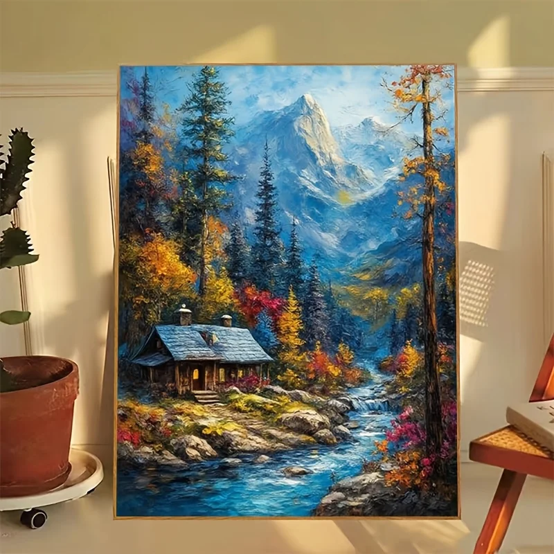 

500/1000/1200/2000PCS Puzzles for Adults Autumn Scenery of Mountain Houses,Jigsaw Puzzles Brain Challenge Game Gift Home Decor