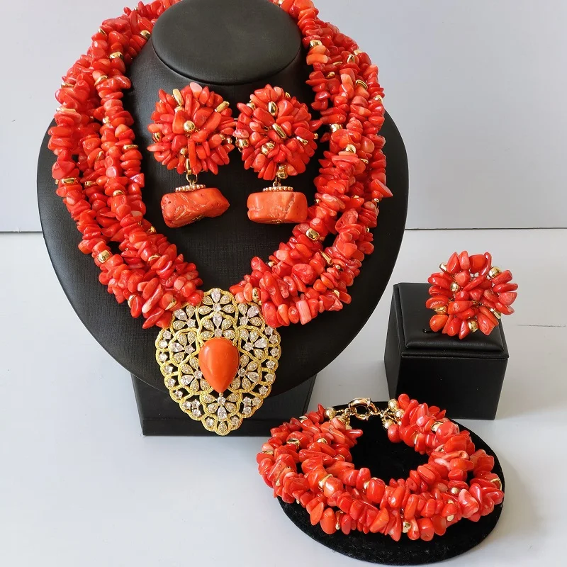 

Original Coral Beads Jewelry Set for Woman