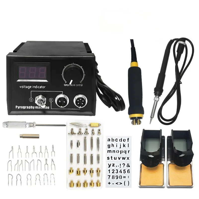 Professional Adjustable Temperature Pyrography Machine Wood Burning Pen Kit for Gourd Wood Carving Tool