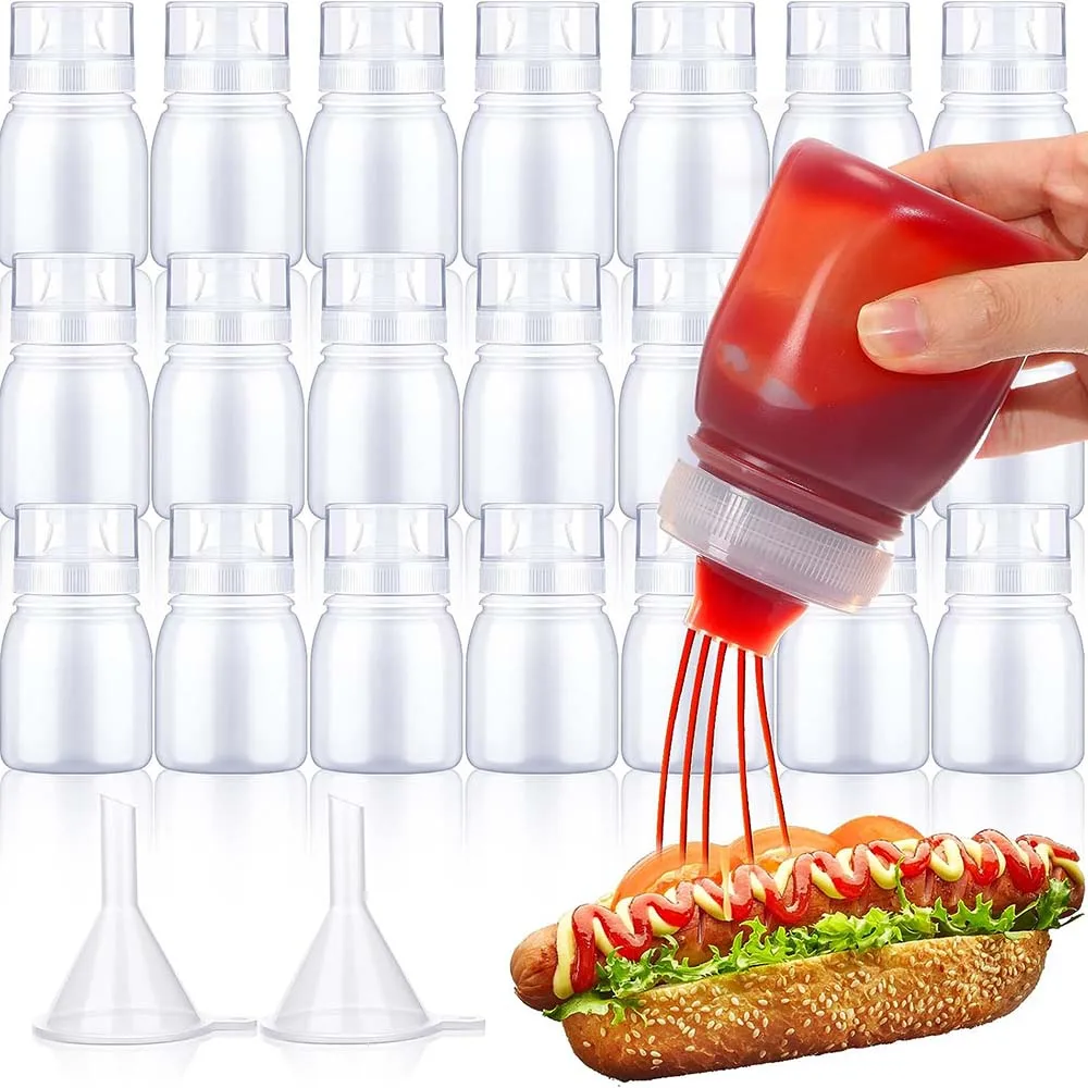 

24Pcs Porous Condiment Squeeze Bottles Salad Dressing Container 5 Hole Ketchup Squeeze Container BBQ Sauce Condiment Dispenser