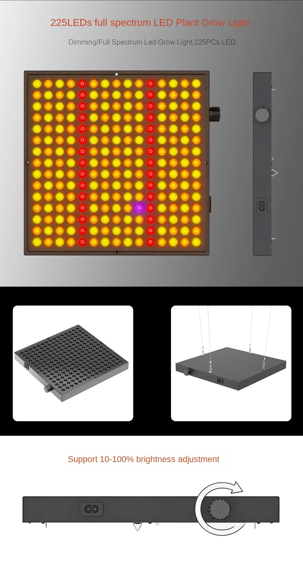 G60 LED-Pflanzenlampe mit Dimmknopf 110V-220V Innenraum-Pflanzenlampe 30W Wasserdichte Rechteckige Pflanzenwachstumslampe – Detail 2