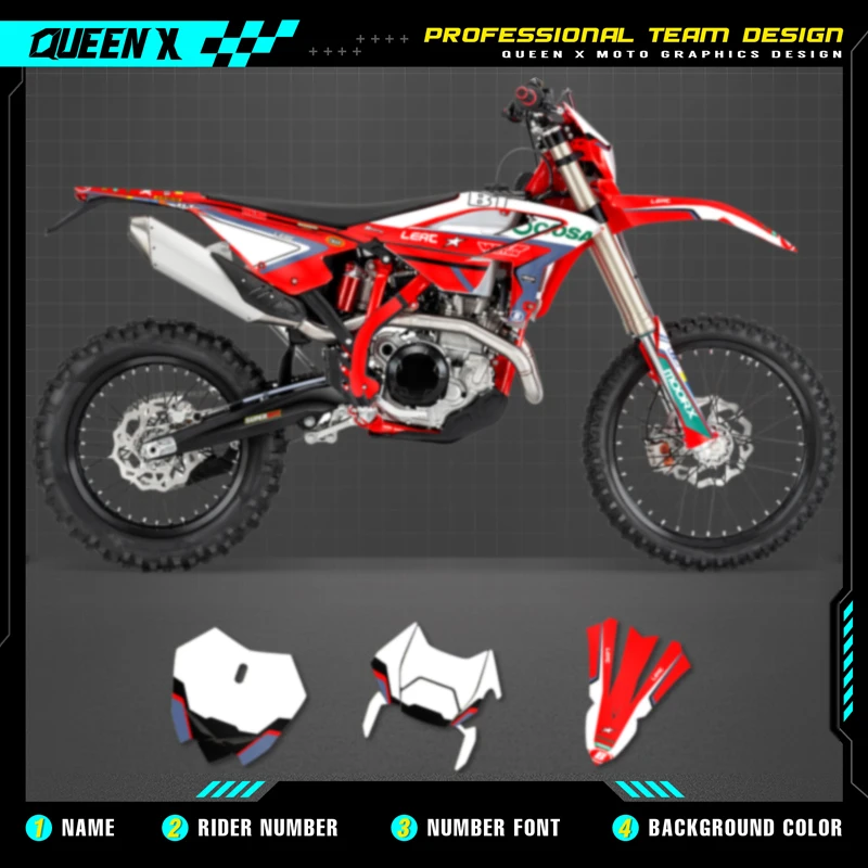 QUEEN X MOTO Motorcycle Team Graphics Decal & Sticker Kit For BETA RR 2023 2024 2025 BETA RR ENDURO 006