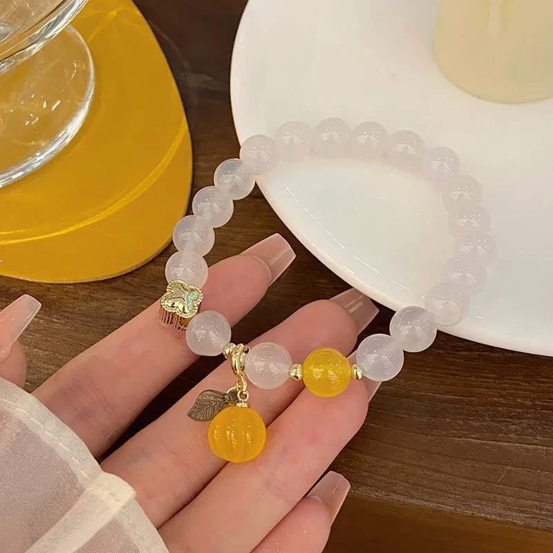 Sweet Fresh Mori Style Colorful Fruit Agate Niche Design Ins Girl Heart Bracelet