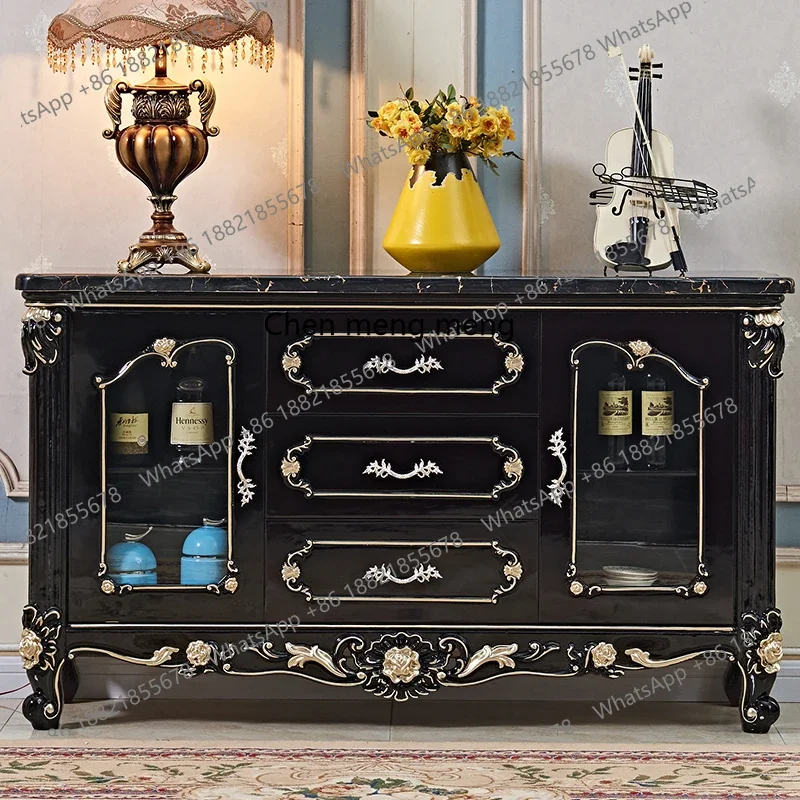 

Буфет в европейском стиле с мраморной поверхностью, винный шкаф, многофункциональный чайный шкаф для хранения в ресторане, черный