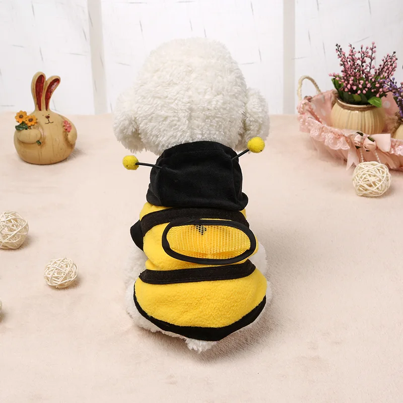 Pet Dog Hoodie Pet Cute Bees Dog Clothes Cat Cosplay Clothes Funny Costume for Teddy Poodle Warm Clothes Funny Coats for Pet