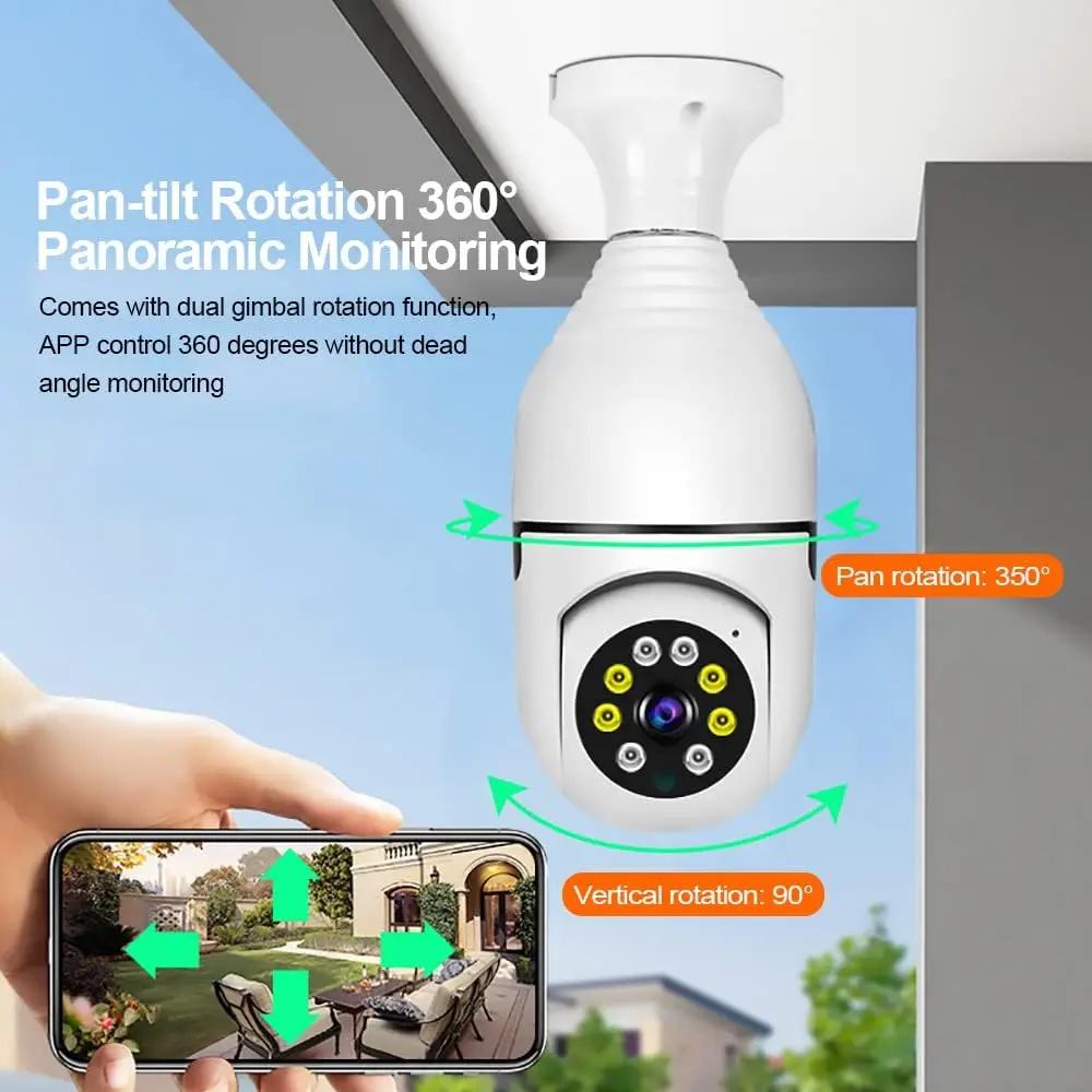 

Bulb Surveillance Camera Full Color Night Vision Automatic Human Tracking Zoom Indoor Security Monitor Wifi Camera Smart Home