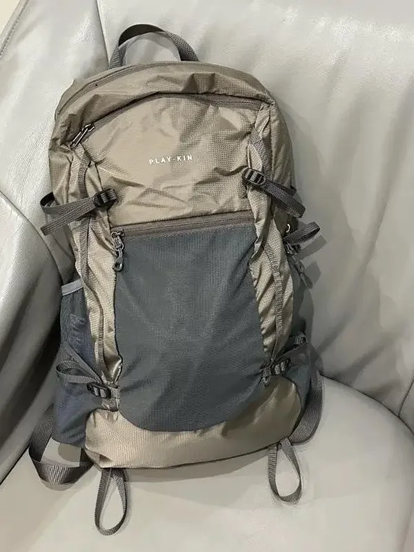 Outdoor Waterproof Nylon Hiking Backpack Lightweight Camping Travel Rucksack Arc Shoulder Strap With Water Bottle Holder For Men
