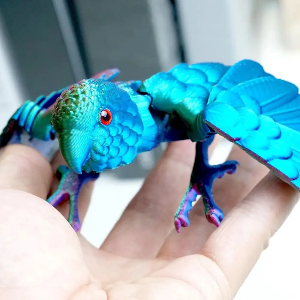 

Simulated Eye 3D Printed Parrot Model Sparkling Flexible Animal 3D Printed Parrot Animal Poseable Joints Rotatable