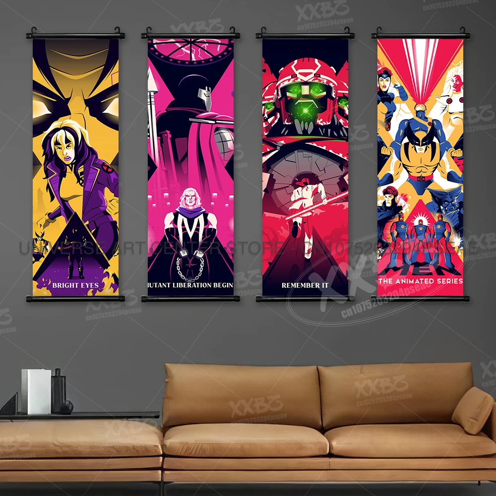 X-men Anime Posters Marvel Comics Scrolls Picture Wolverine Home Decor Storm Hanging Painting Cyclops Wall Artwork Magneto Mural