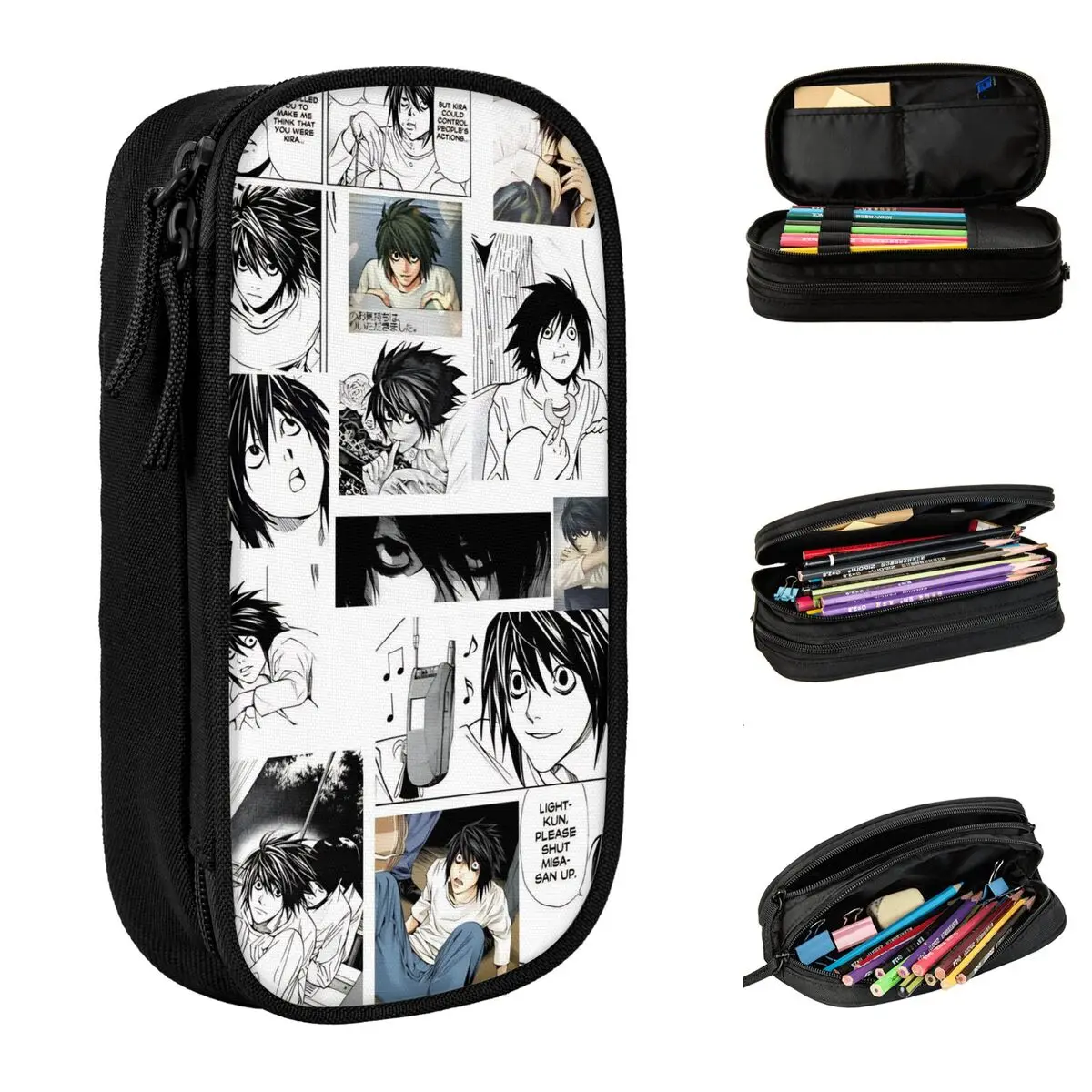 

L Lawliet Pencil Case Cute Deathnotes Anime Pen Bag Kids Large Storage School Supplies Zipper Pencilcases